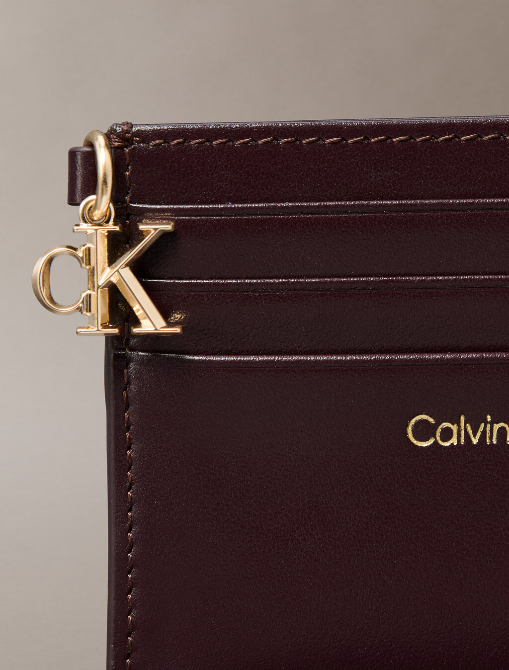 Leather Zip Card Holder, Fudge, hi-res