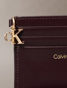 Leather Zip Card Holder, Fudge, hi-res