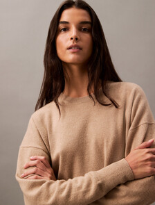 Cashmere Crewneck Sweater, Brindle, hi-res