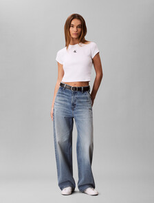 Rib Knit Baby Tee, Brilliant White, hi-res