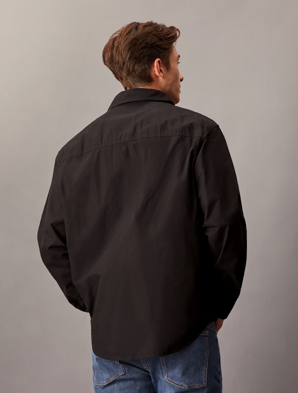 Relaxed Cotton Poplin Shirt, Ck Black, hi-res