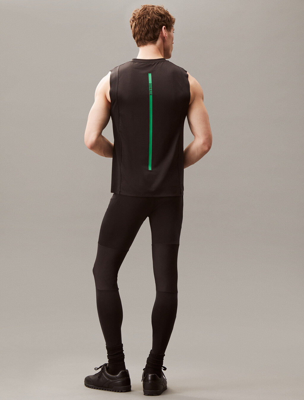 Full Length Tight, BLACK W/ BLOSSOM GREEN LOGO, hi-res