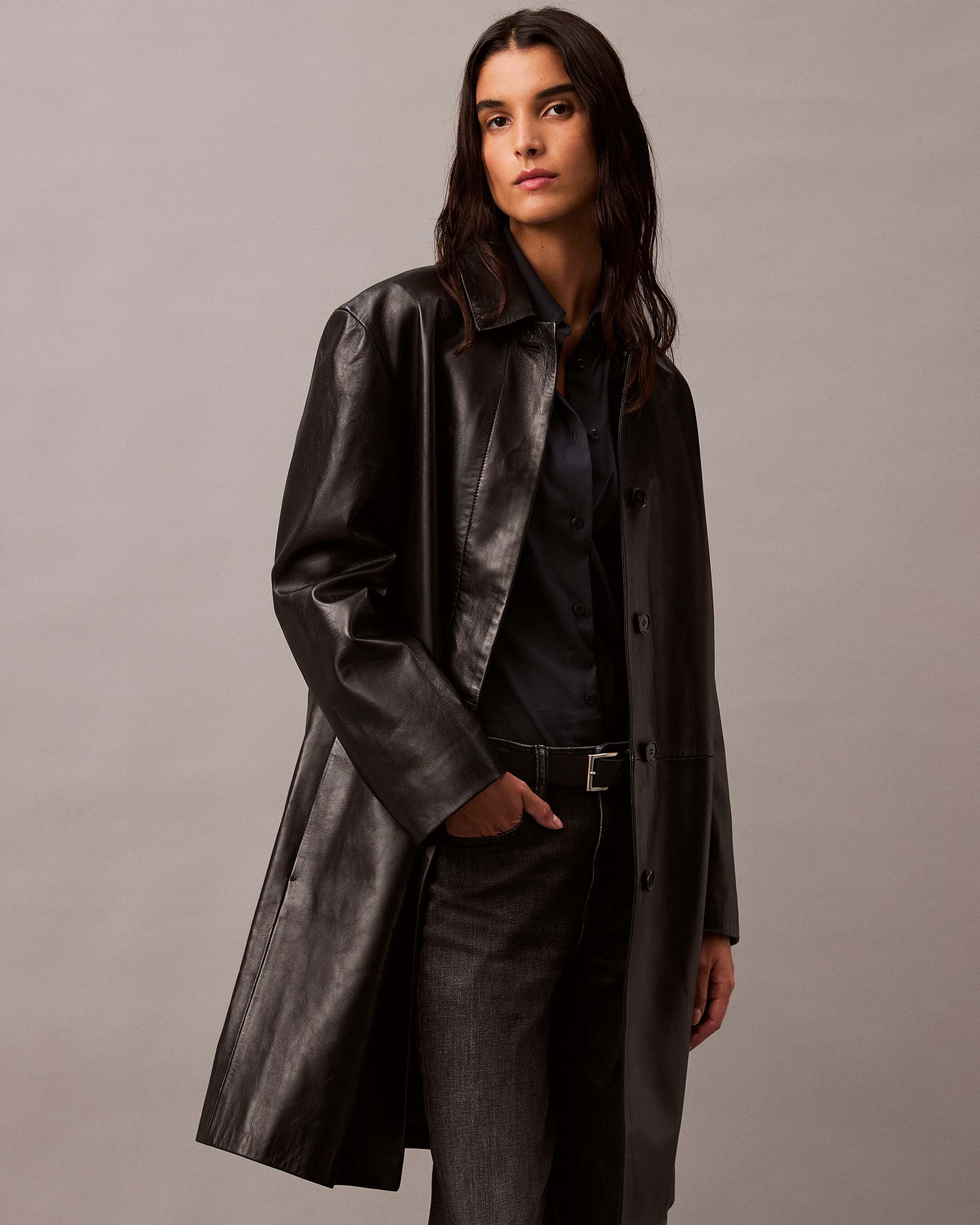 新品80s 90s archive lamb leather car coat Lamb Suede Car Coat | black | Calvin Klein Singapore ジャケット・アウター