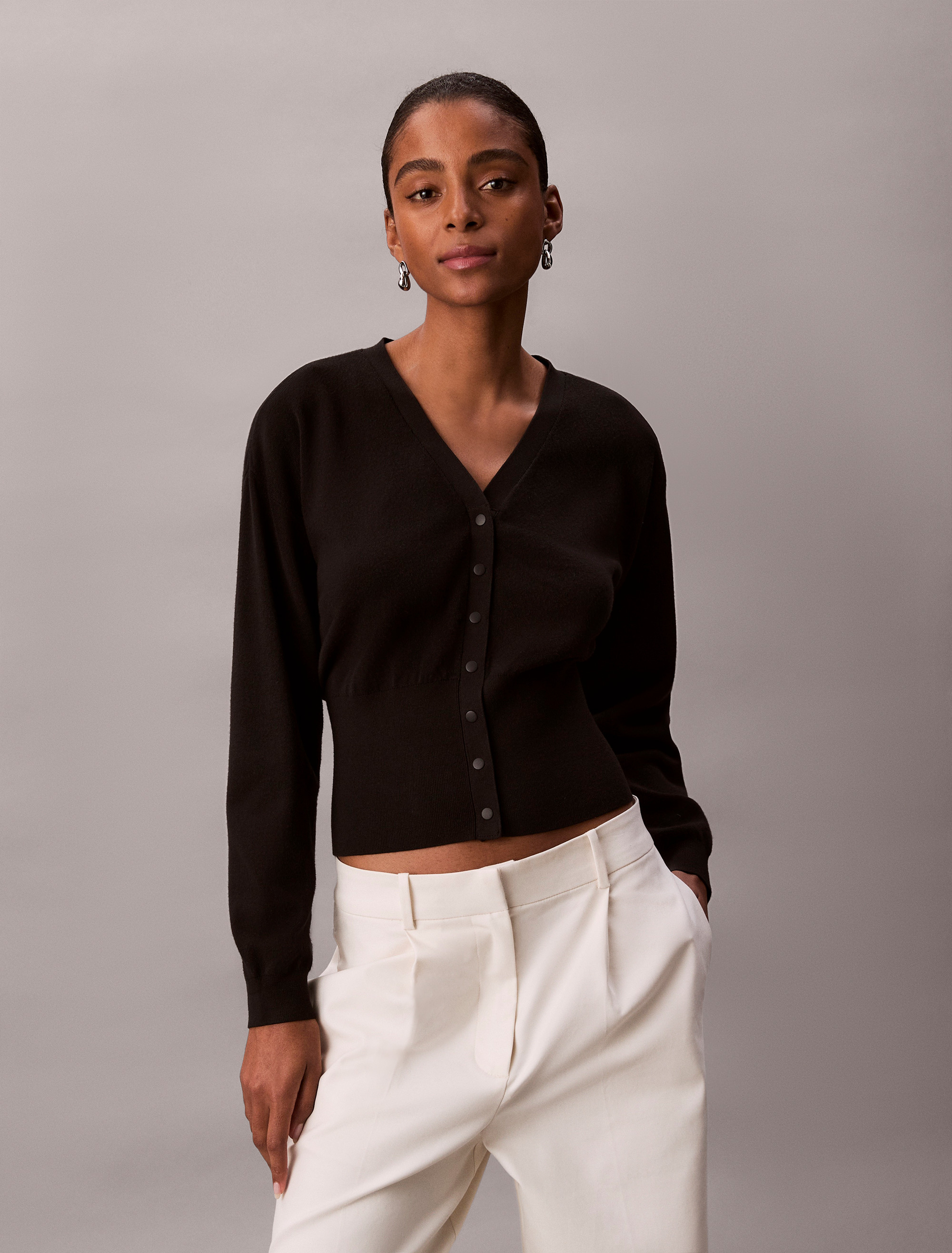 Half Milano Cardigan | black | Calvin Klein Singapore