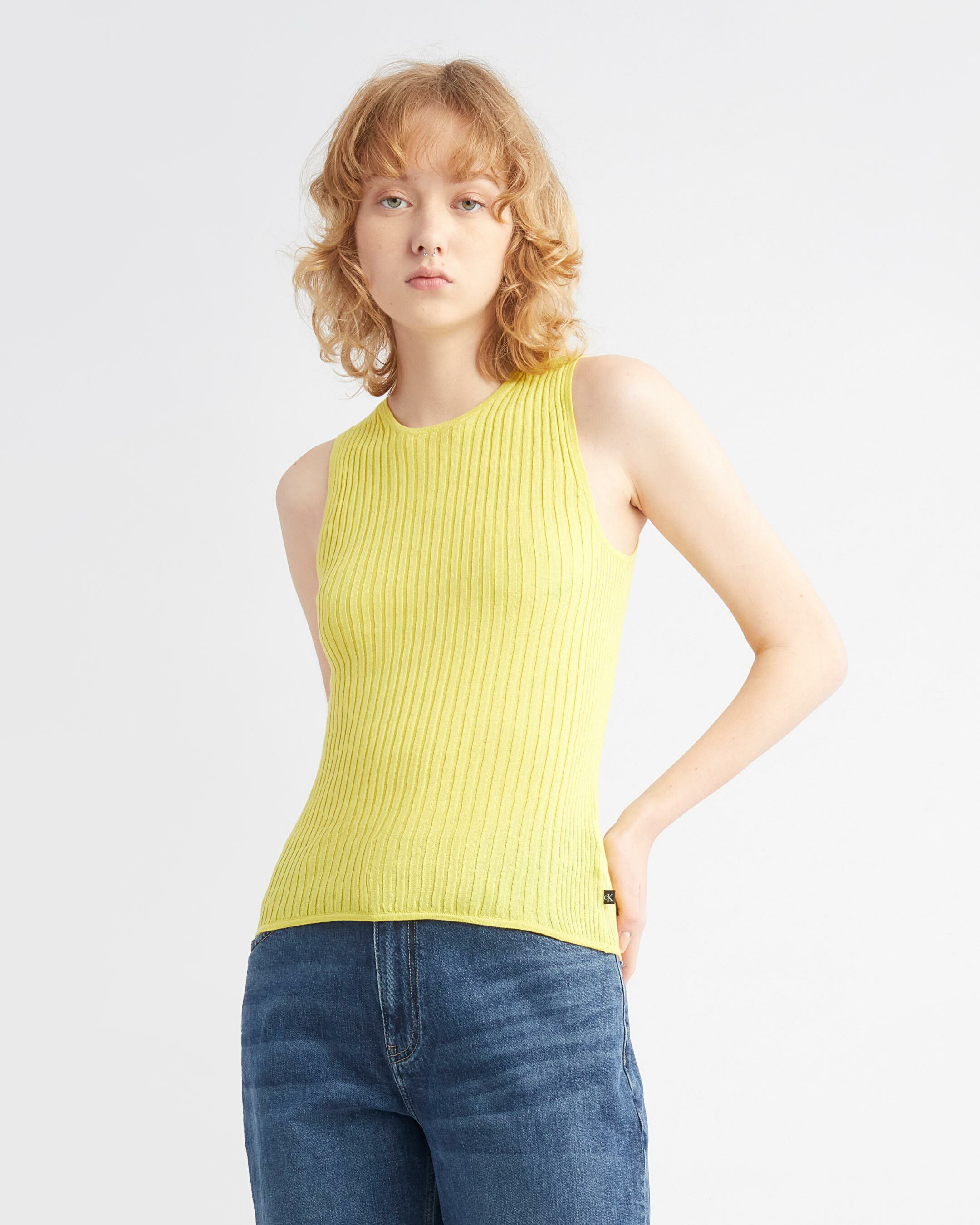 Smooth Cotton Rib Tank Top, yellow