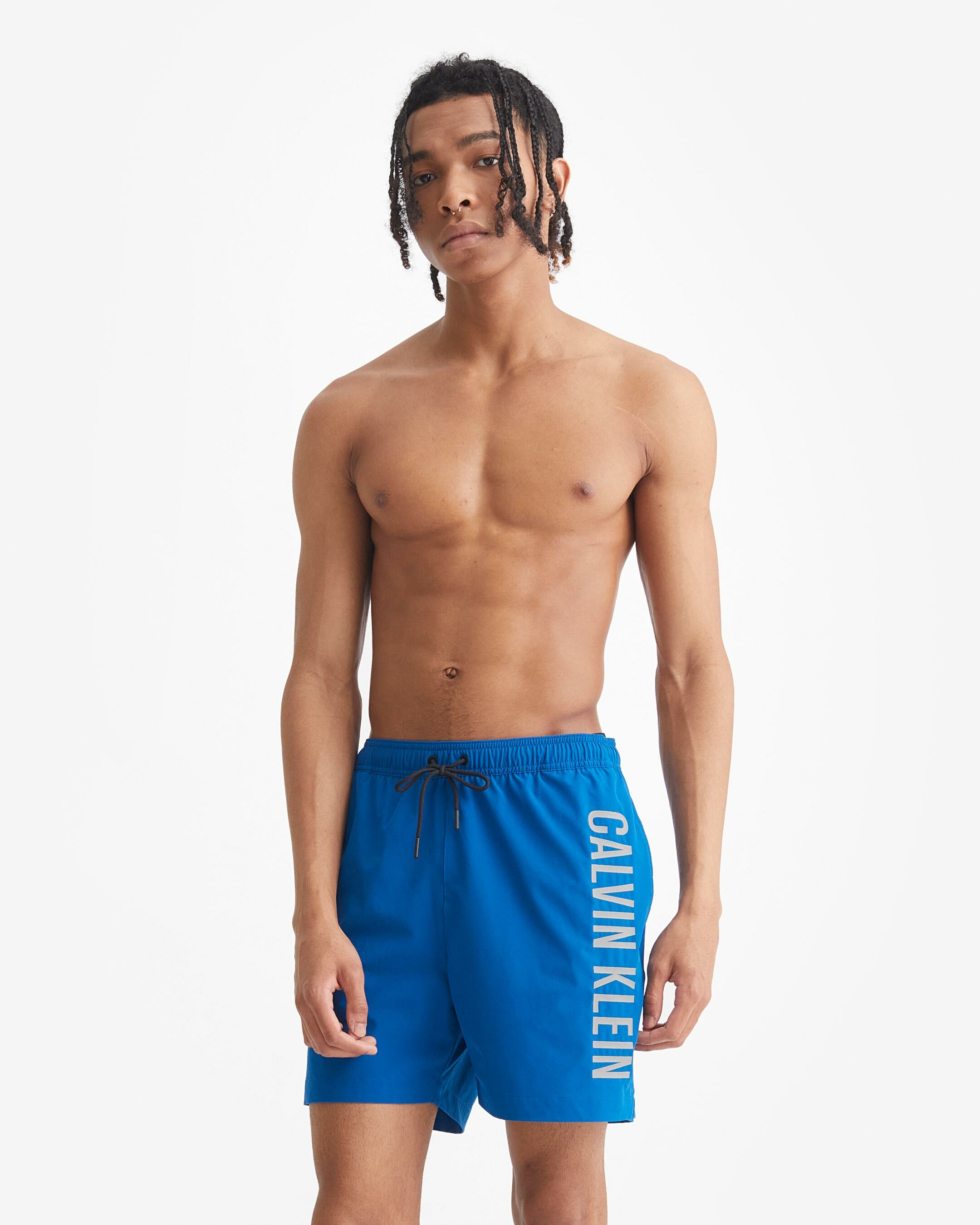 Dark Atoll Medium Drawstring Swim Shorts, blue